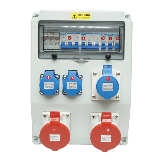 Group distribution board for site organization 2x415V/32A, 1x250V/16A, 2x230V/16A, 380x280x150mm IP44/67 SUNTREE