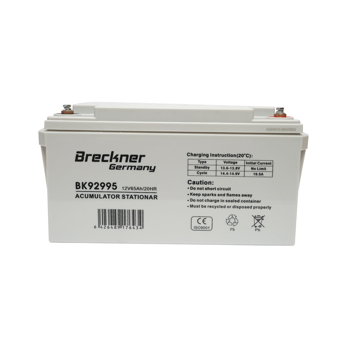 Solar photovoltaic system battery 12V 65Ah 20HR 365x179x210mm SL12-65 Breckner Germany