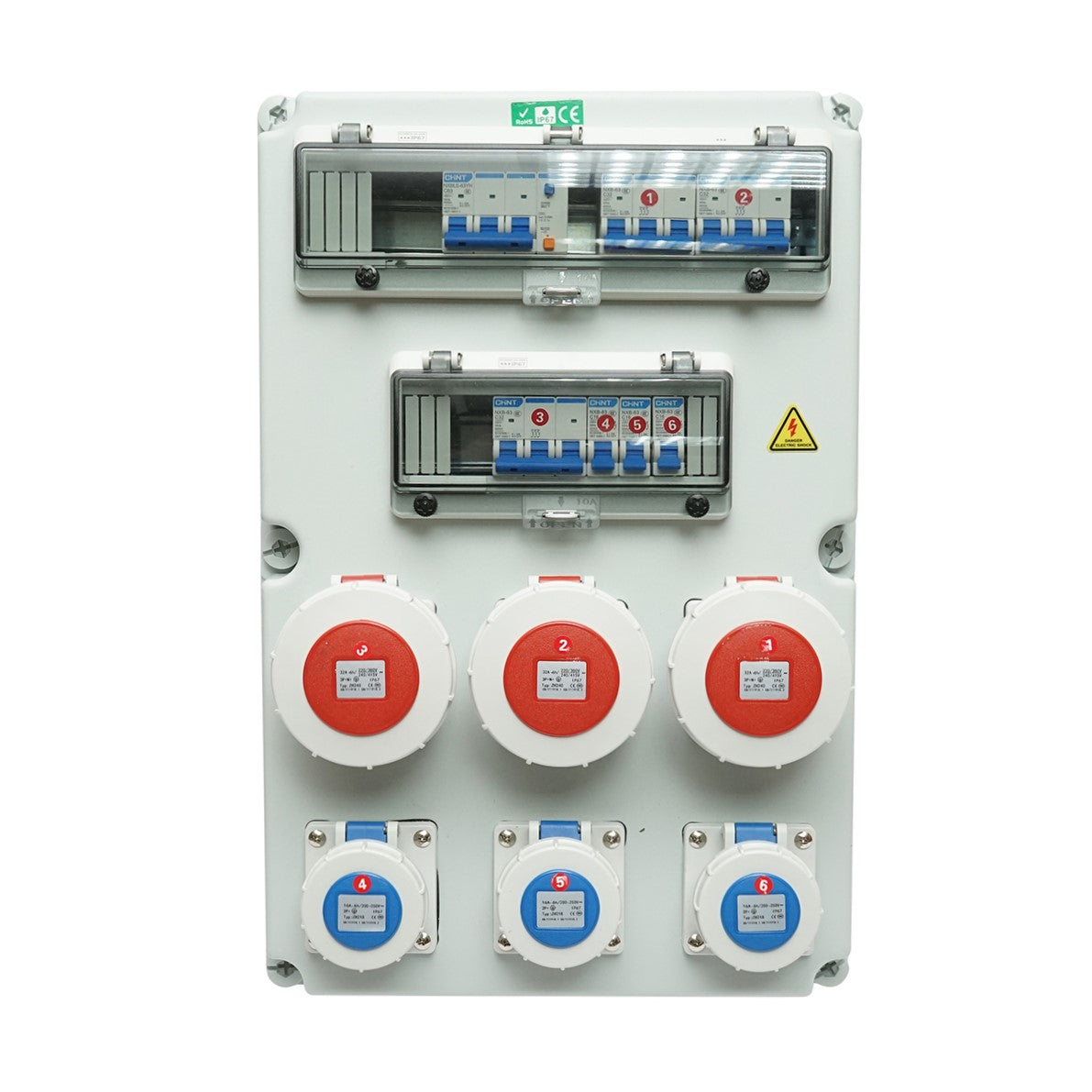 Group prize panel for site organization 3x415V/32A, 3x250V/16A, 10 modules, 540x360x180mm IP67 SUNTREE