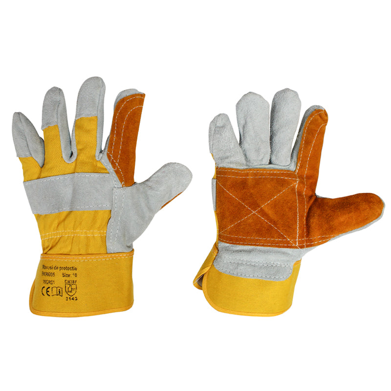 Leather work gloves made of cotton with reinforcement in the palm size 10 Breckner Germany