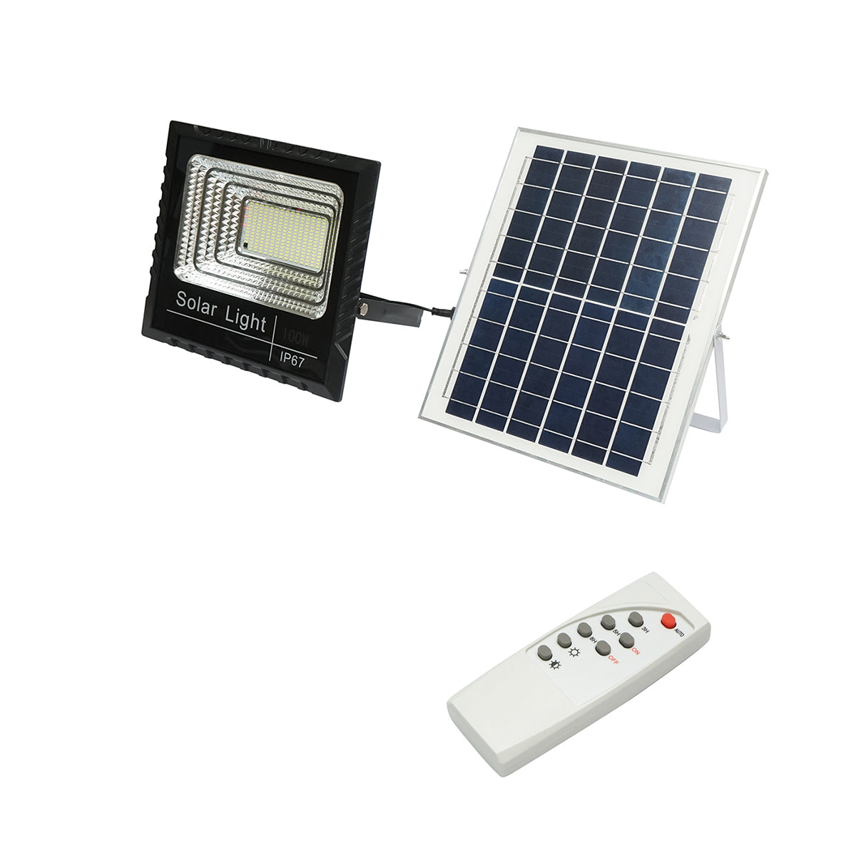 100W LED projector with 15W solar panel, 1800mAh battery, and remote control IP67 Breckner Germany