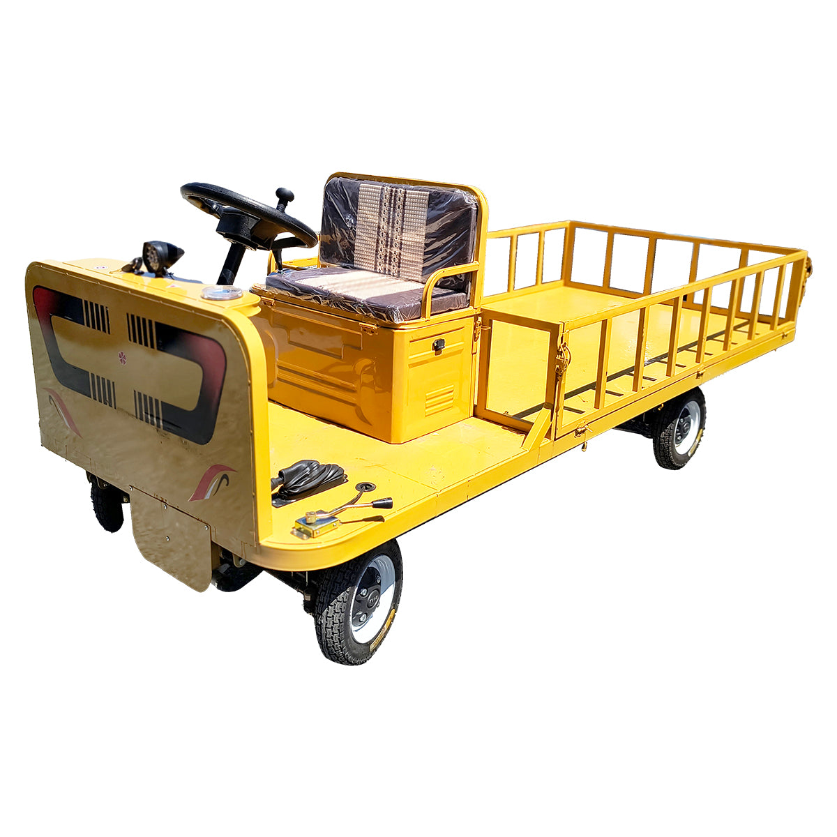 Electric platform trolley with bench and shutters for cargo transport 1200W, 60V, 2.5x1.25m maximum load 1000Kg THOR