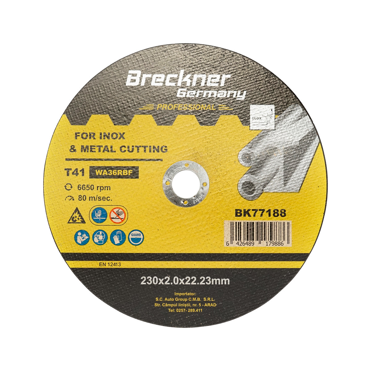 Flex disc for cutting and polishing stainless steel T41 230x2.0x22mm Breckner Germany