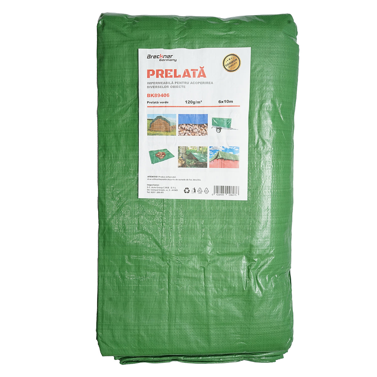 Green netting tarpaulin 120g/m2 6x10m Breckner Germany