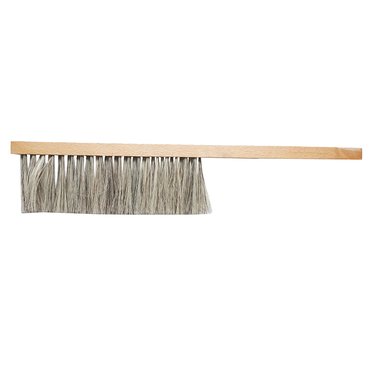 Simple single-row bee brush made of horse tail with a plastic handle