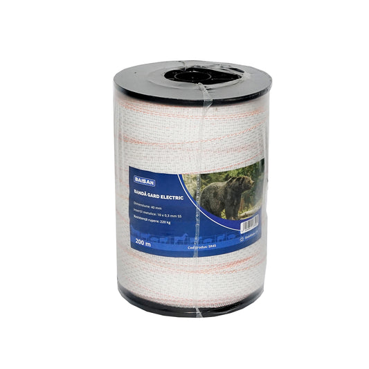White-orange band roll, width 40mm 10x0.3mm SS length 200m Baisan electric fence
