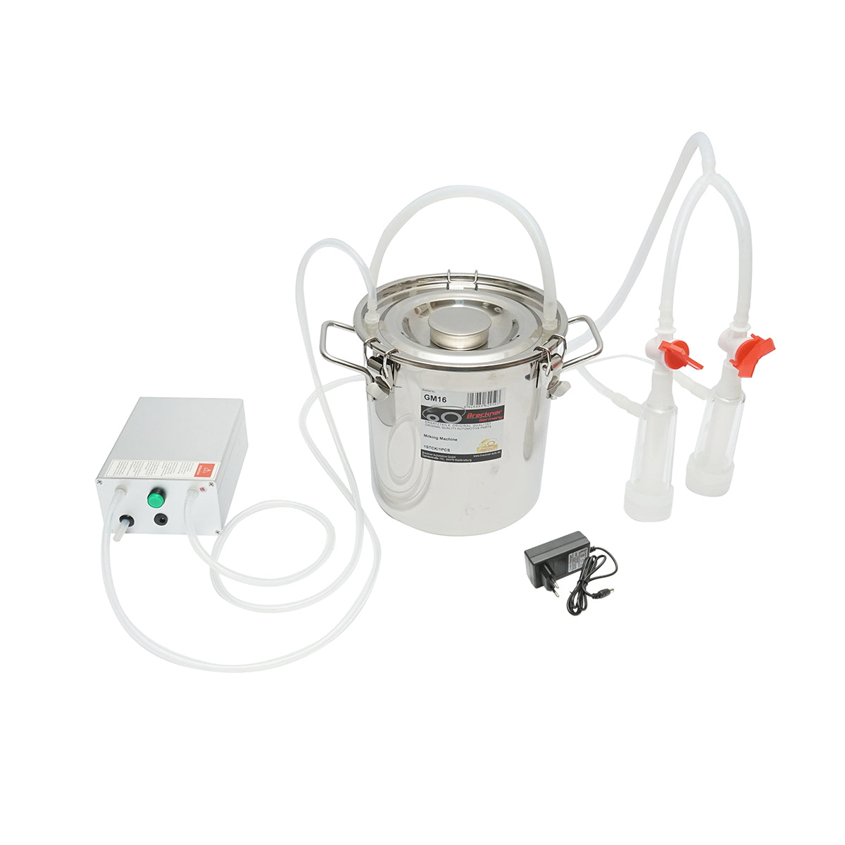 Portable milking machine with 1 unit and 5L stainless steel bucket for goats and sheep