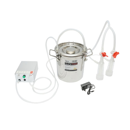 Portable milking machine with 1 unit and 5L stainless steel bucket for goats and sheep