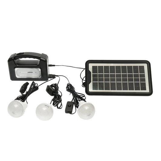 Portable LED lighting kit with 3 bulbs/projector, solar panel and 6V, 4.5Ah battery for fishing camping GD-7COB