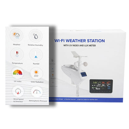 Professional WIFI weather station with UV index and lux meter, transmission distance in open field 100m