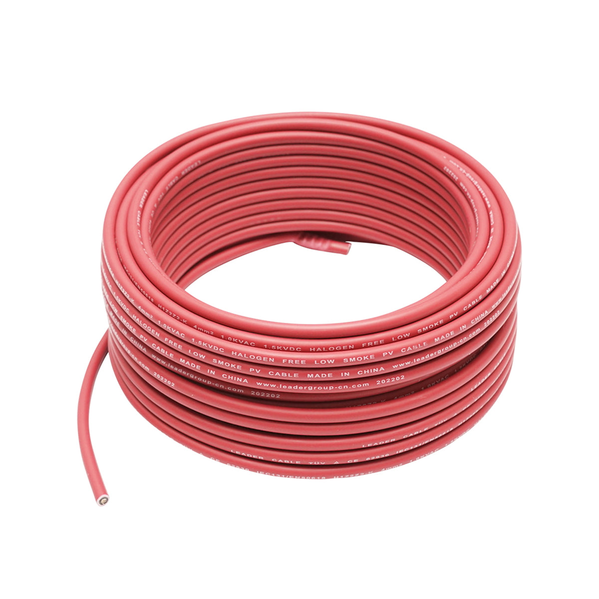 Solar panel cable 4mmx20m red 1.5KV, H1Z2Z2-K Leader