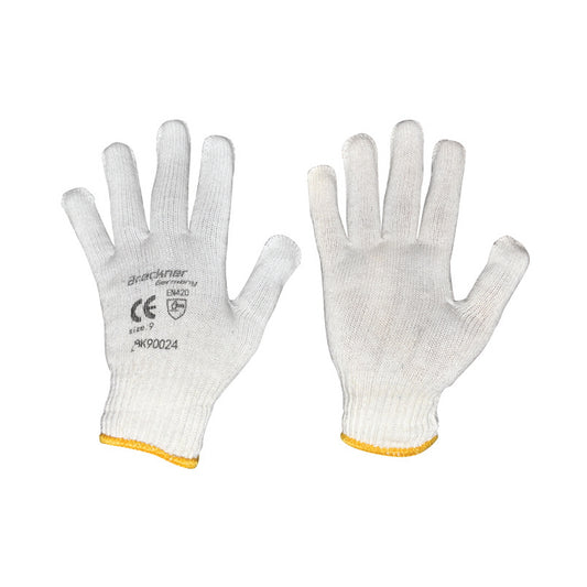 White-yellow cotton work gloves size 9 Breckner Germany