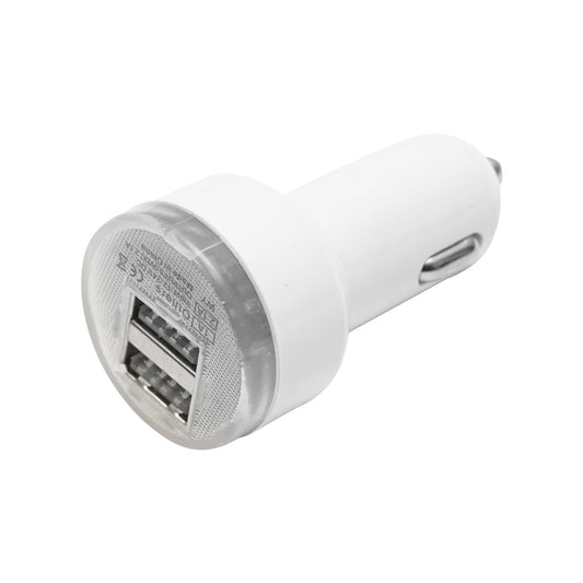 Phone charger plug car cigarette lighter 2 USB 3.1A white - wireless