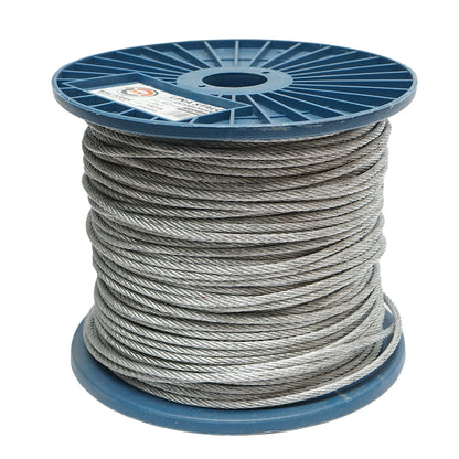 Galvanized steel cable with a diameter of 4mm, 6x7 strands, maximum load 940Kg, weight 8.4Kg, 150m/roll