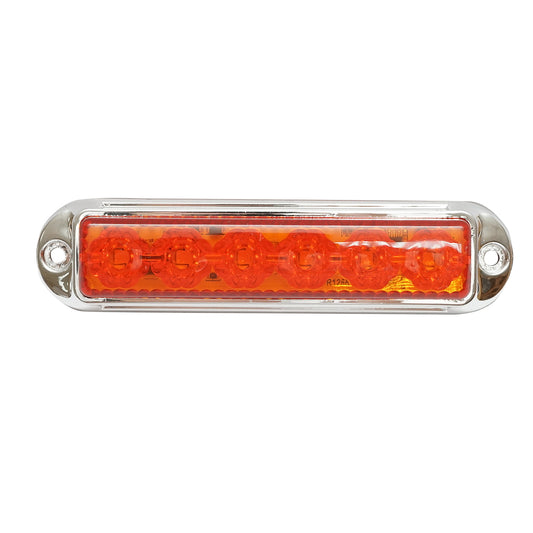 LED side marker lamp 12-24V, yellow 4 functions 155x37mm, chrome frame Breckner Germany