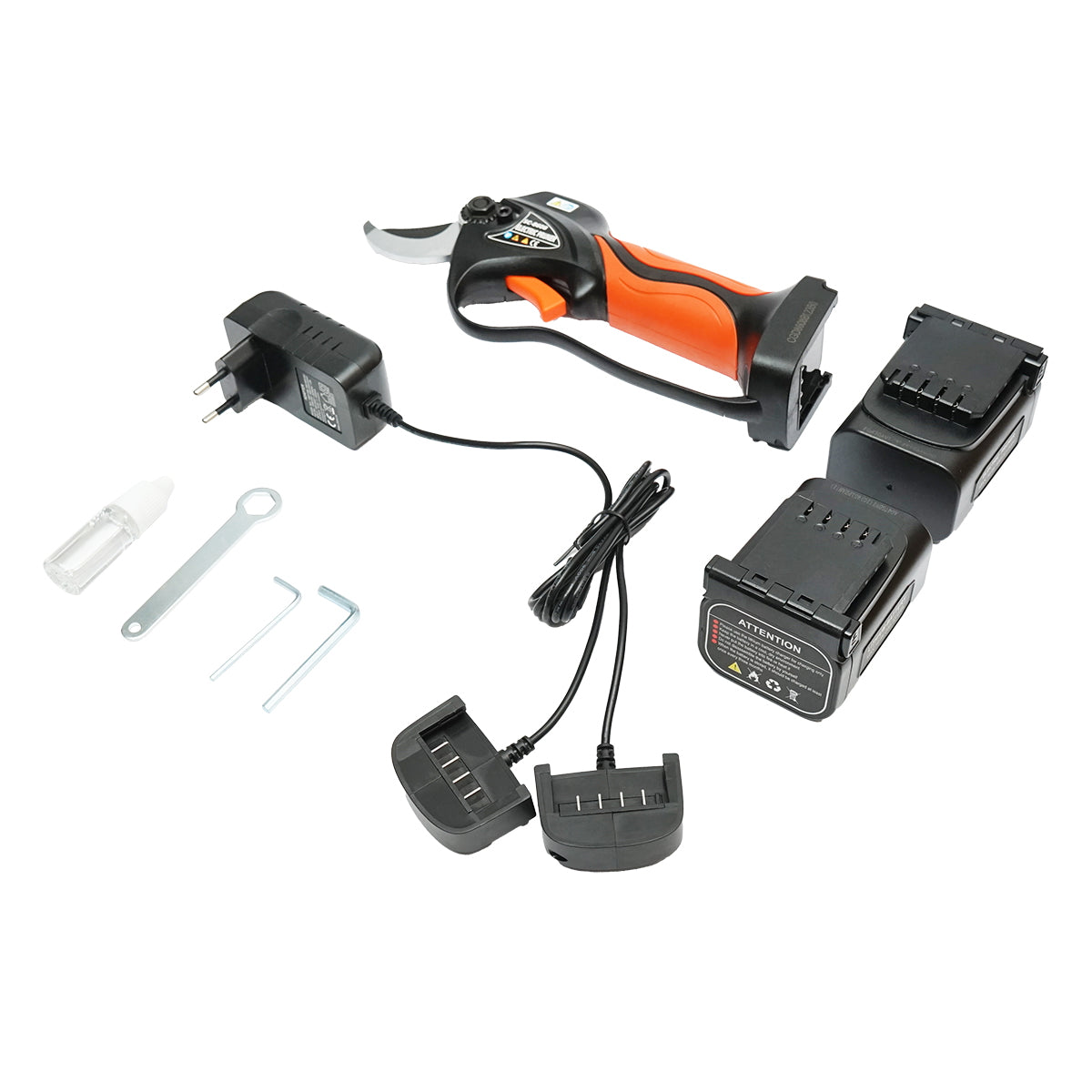 900W electric garden shears with 2 Li-ion 16.8V batteries, diameter 0-32mm