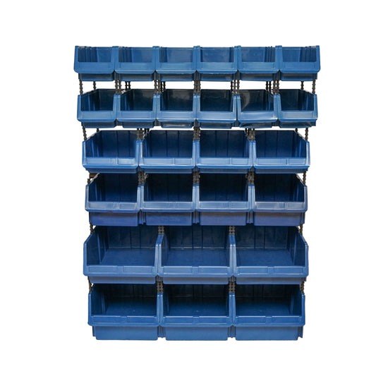 Stand with 26 boxes for storage / organization, blue plastic box, 1020x510x1350mm