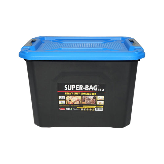 Box, heavy duty storage box 18L with lid, blue 385x295x260mm Breckner Germany