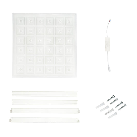 Slim LED panel 48W, 220V, IP20, 600x600x43mm applied or for suspended ceiling with included driver Breckner Germany