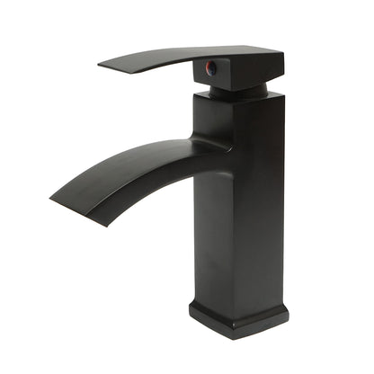 Cascade type sink faucet, single handle, matte black finish, zinc alloy material, accessories included