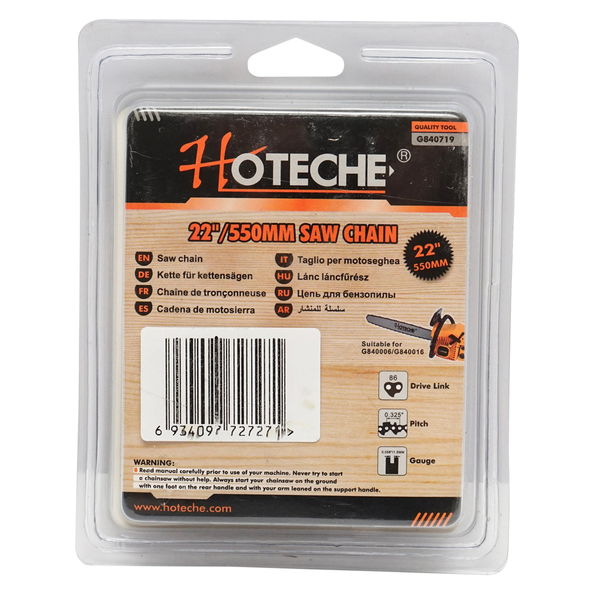 Chain saw chain 325 pitch, 86 links, 43 teeth, length 55cm (22 inch) Hoteche