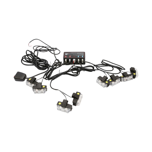Set of 8 strobe lights with 2 LED lights, yellow light 12V Breckner Germany