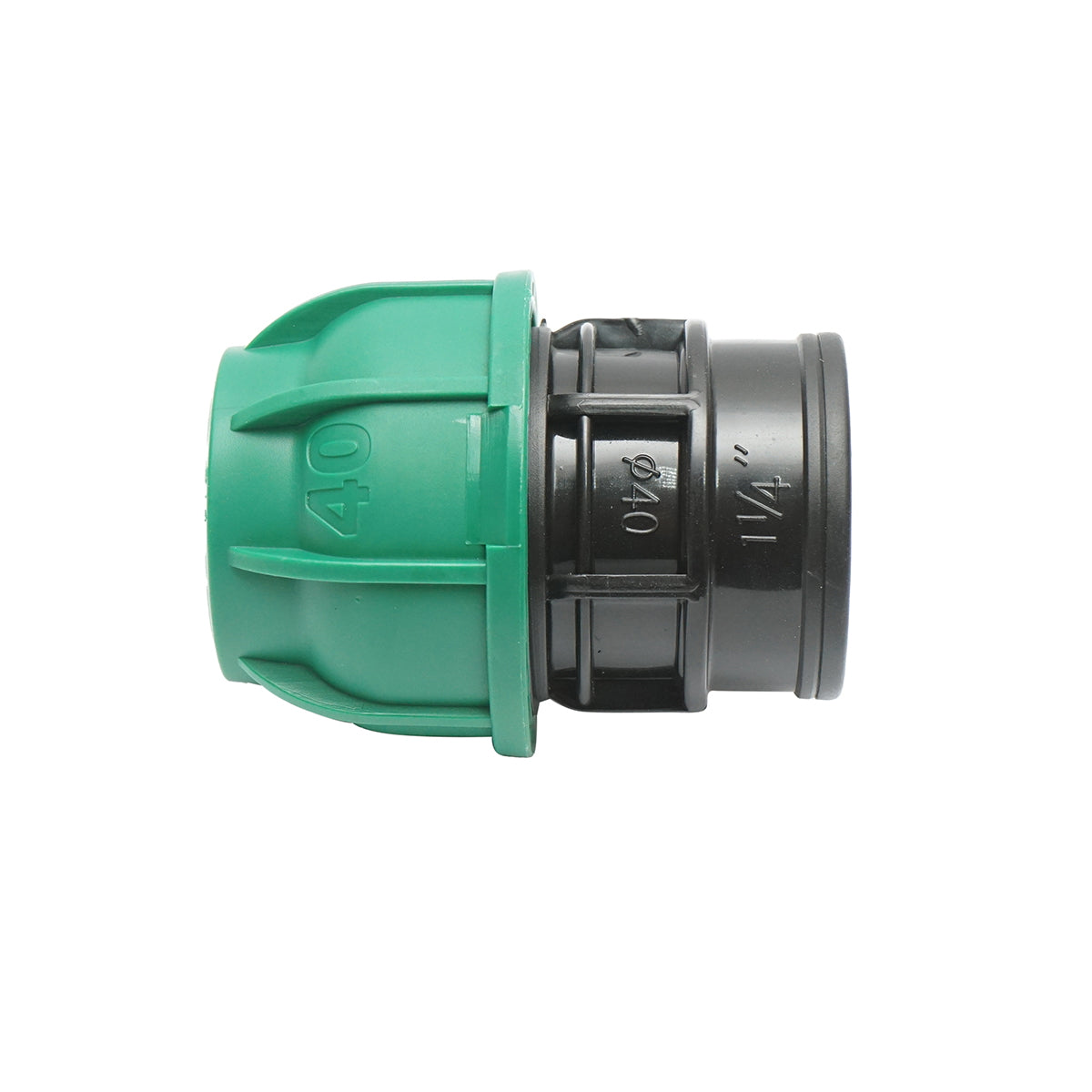 Compression connector with internal thread D40mmx1-1/4 toll, PN10 bar for irrigation systems