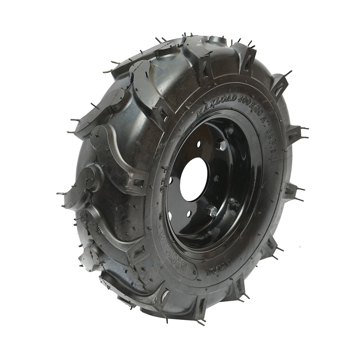 Complete wheel 500/8 tread 6PR with black rim