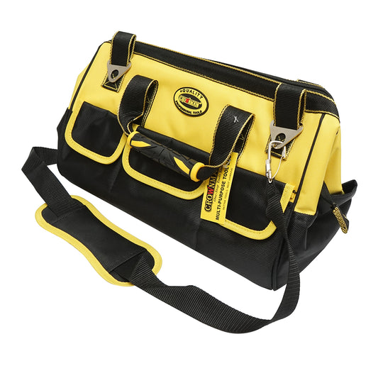 Tool bag with 14 pockets, textile material, shoulder strap, rubber handles 410x240x300mm Crownman