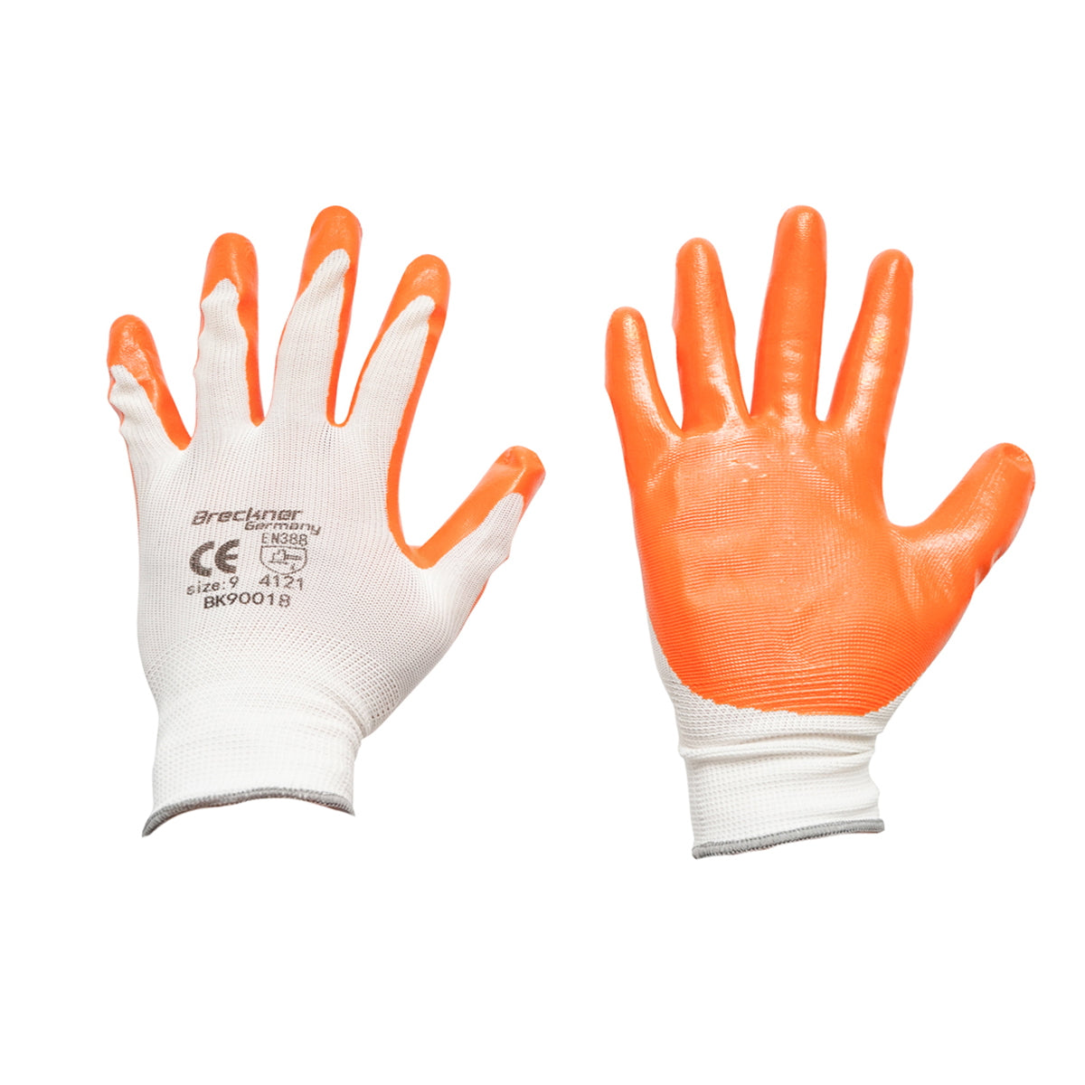 Synthetic rubber work gloves white-orange size 9 Breckner Germany