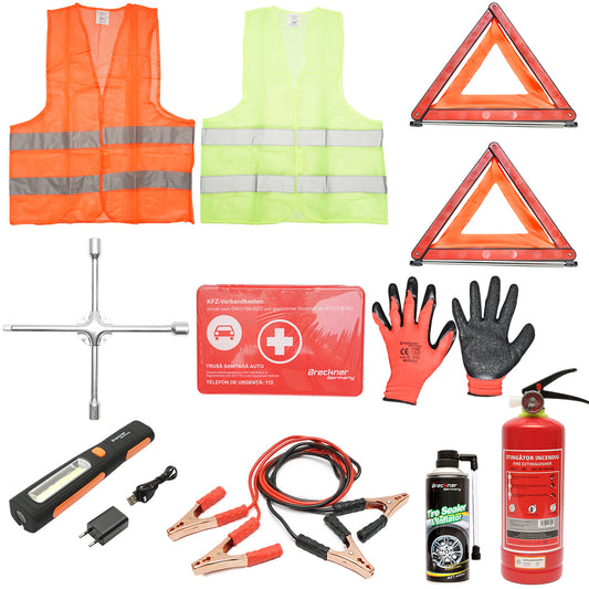 Car safety kit, mandatory legislative first aid package DIN 13164 Breckner Germany