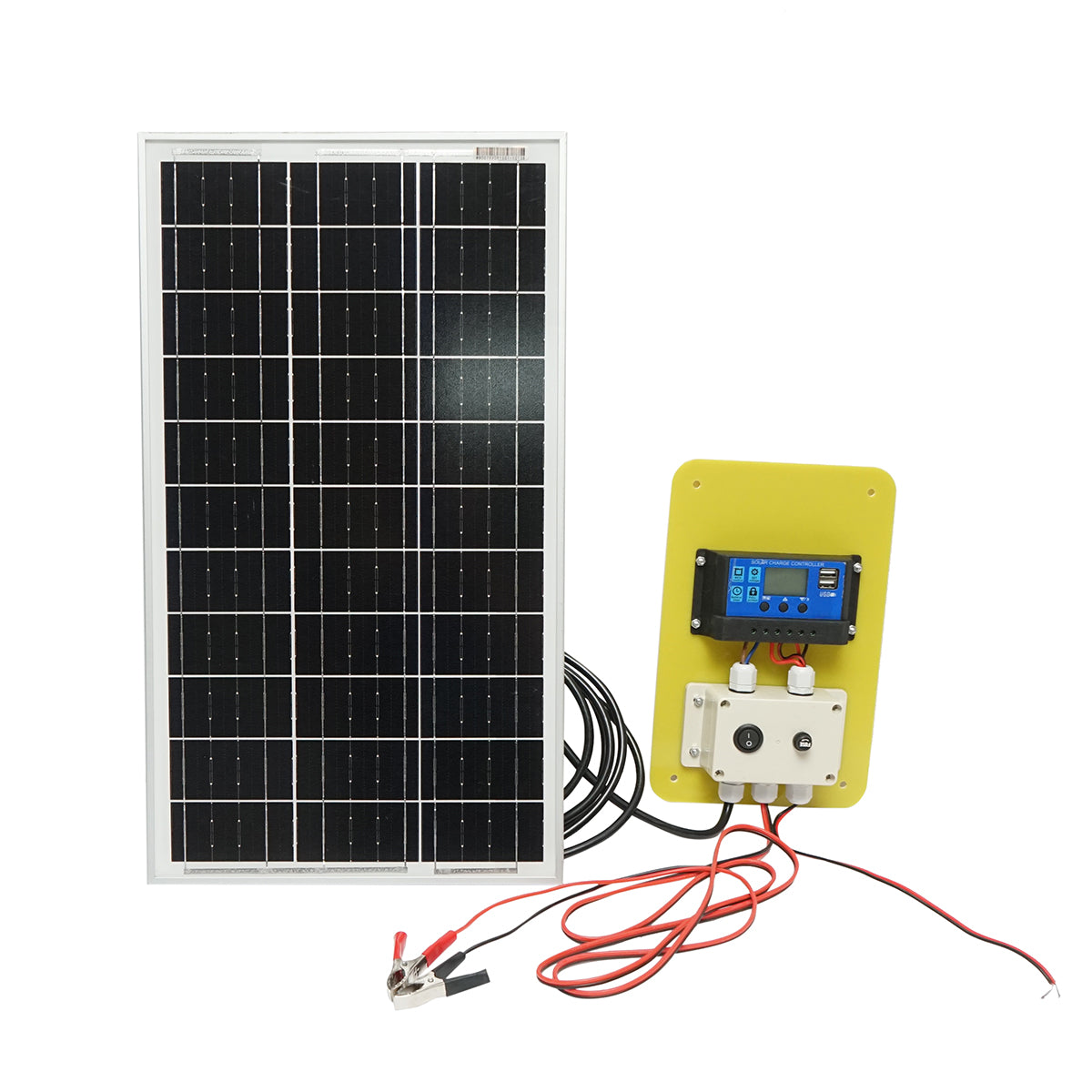 30W monocrystalline photovoltaic solar panel 550x330x18mm with 12-24V/10Ah regulator, 2x USB and 2m cable for battery Breckner Germany