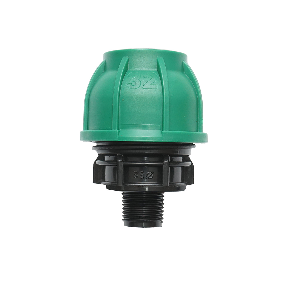 Compression fitting with external thread D32mmx1/2 inch, PN10 Bar for irrigation systems