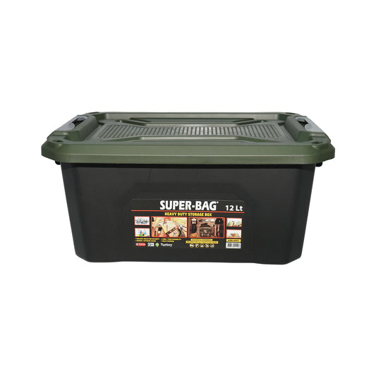 Box, heavy duty storage box 12L with lid, green 385x295x175mm Breckner Germany