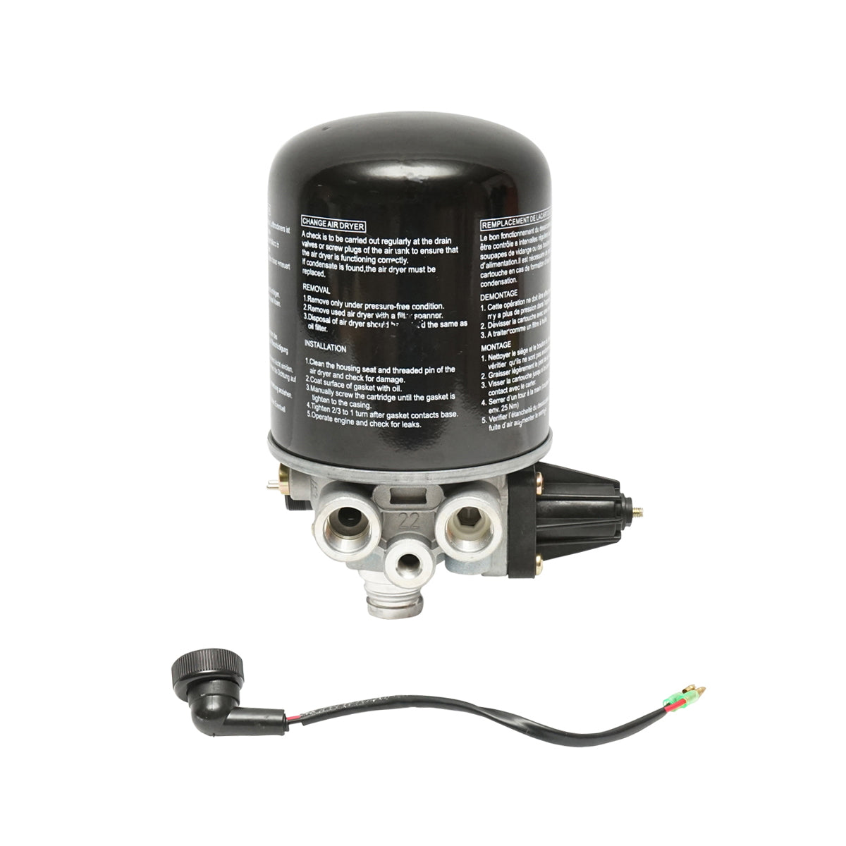 Air dryer with filter for compressor system OEM code 4324101110, 4324100202, 1487434901, LFP8654, T250W, AI12, TB1374X Breckner Germany