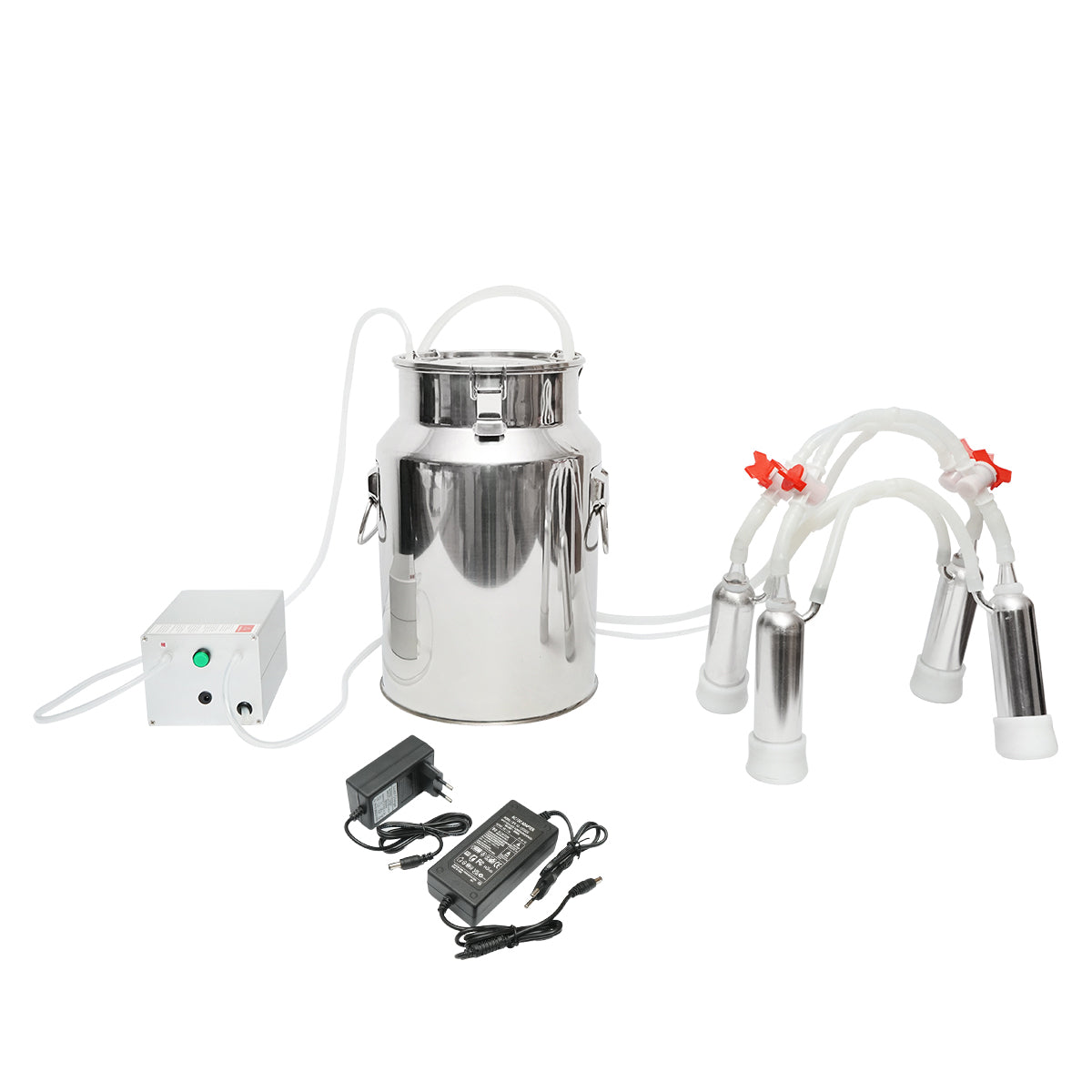 Portable milking machine with 1 station for cows, stainless steel 18l tank