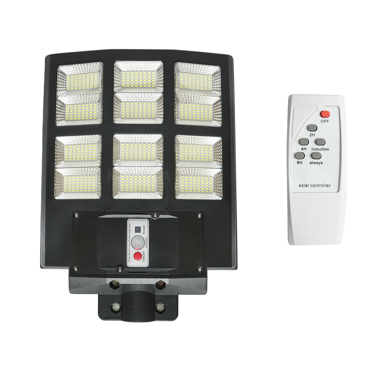 600W LED solar lamp with 18W solar panel, LifePo4 battery 3.2V/15Ah, 6500K, 2090lm, motion sensor, remote control, IP65 Breckner Germany