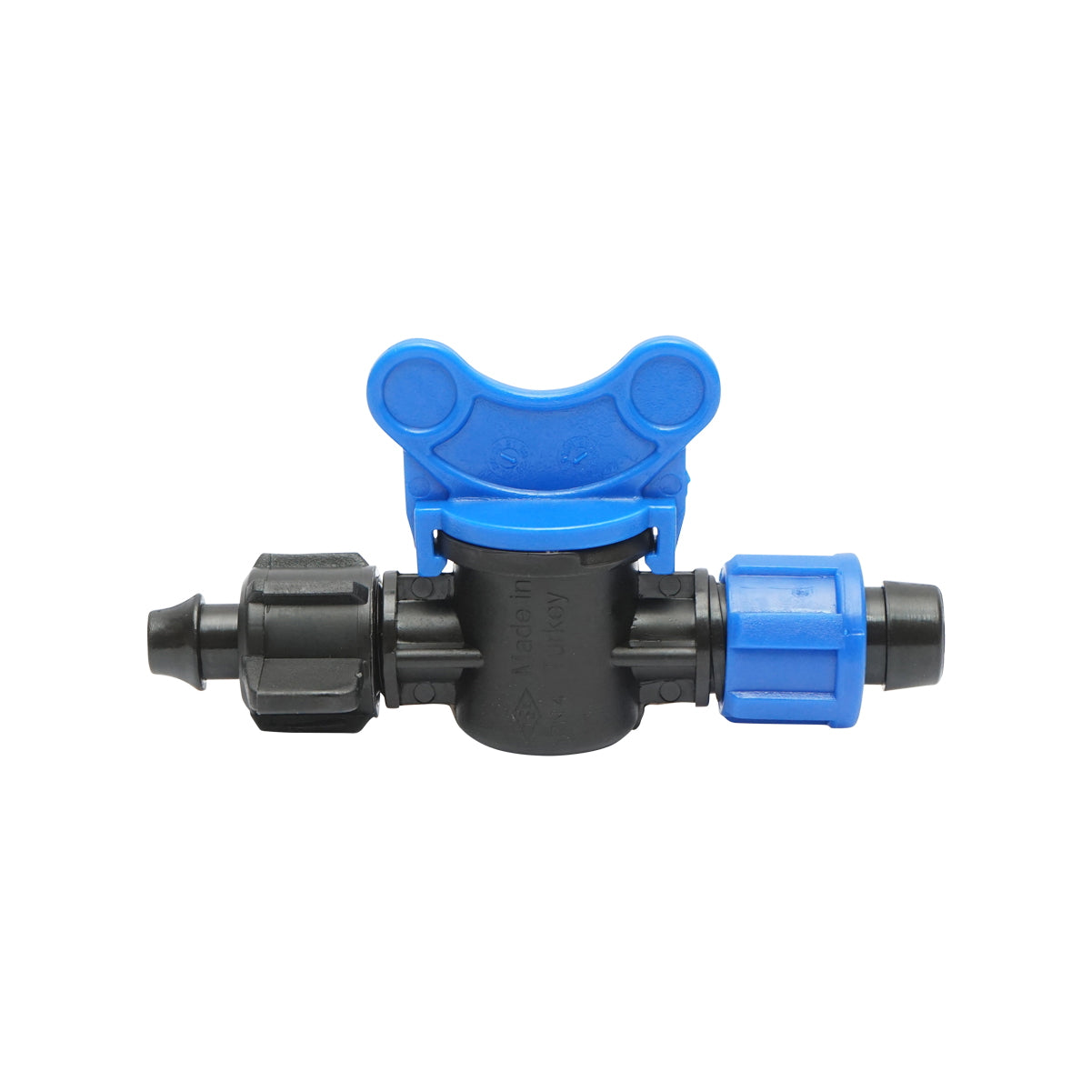 Equal drip tube faucet D16mm, PN4, for irrigation systems.