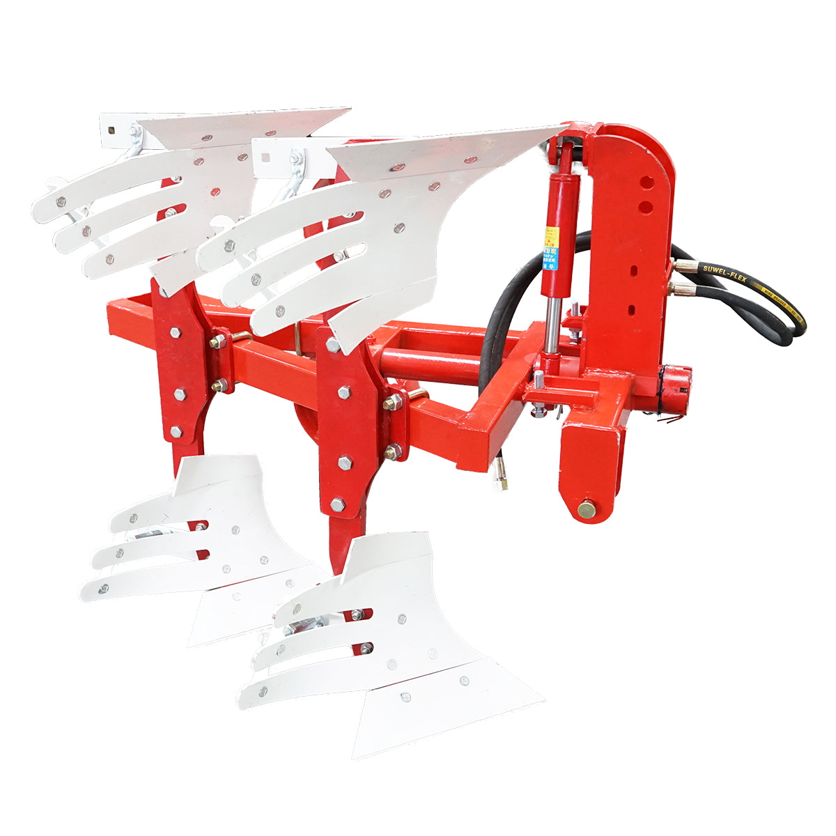 Agricultural plow with 2 reversible hydraulic bodies, Konig Traktoren serrated shares.