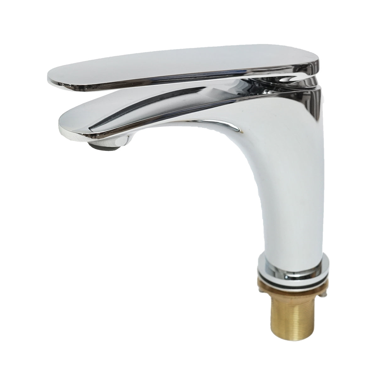 Bathroom sink battery, sink installation, shiny chrome