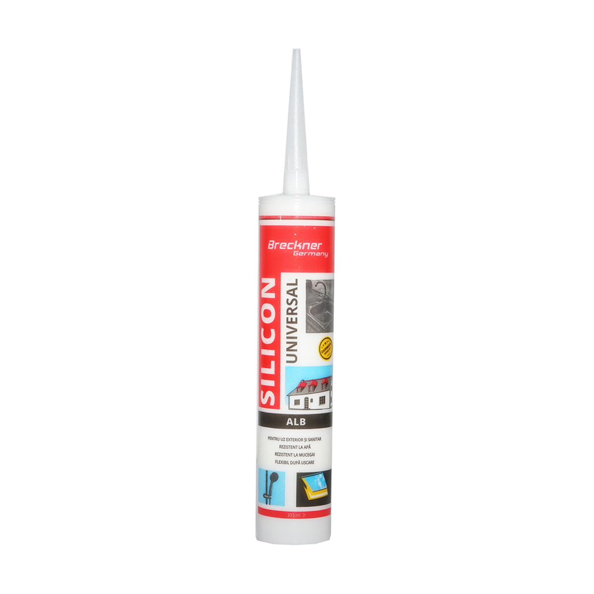 White universal silicone for interior/exterior 300ml Breckner Germany