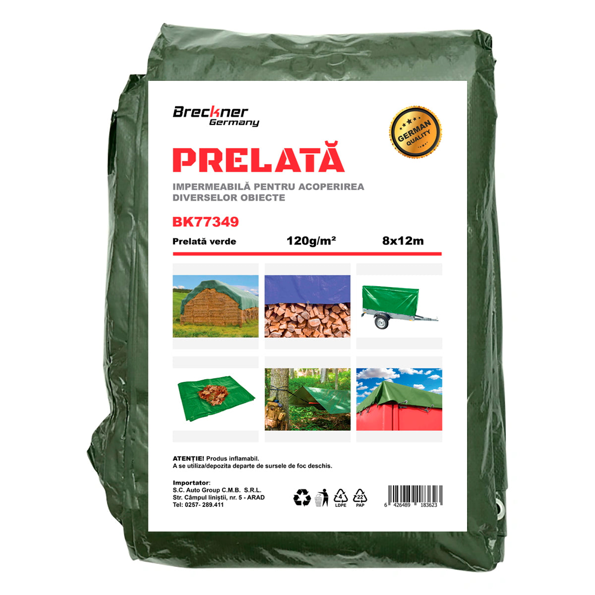 Green netting tarpaulin 120g/m2 8x12m Breckner Germany