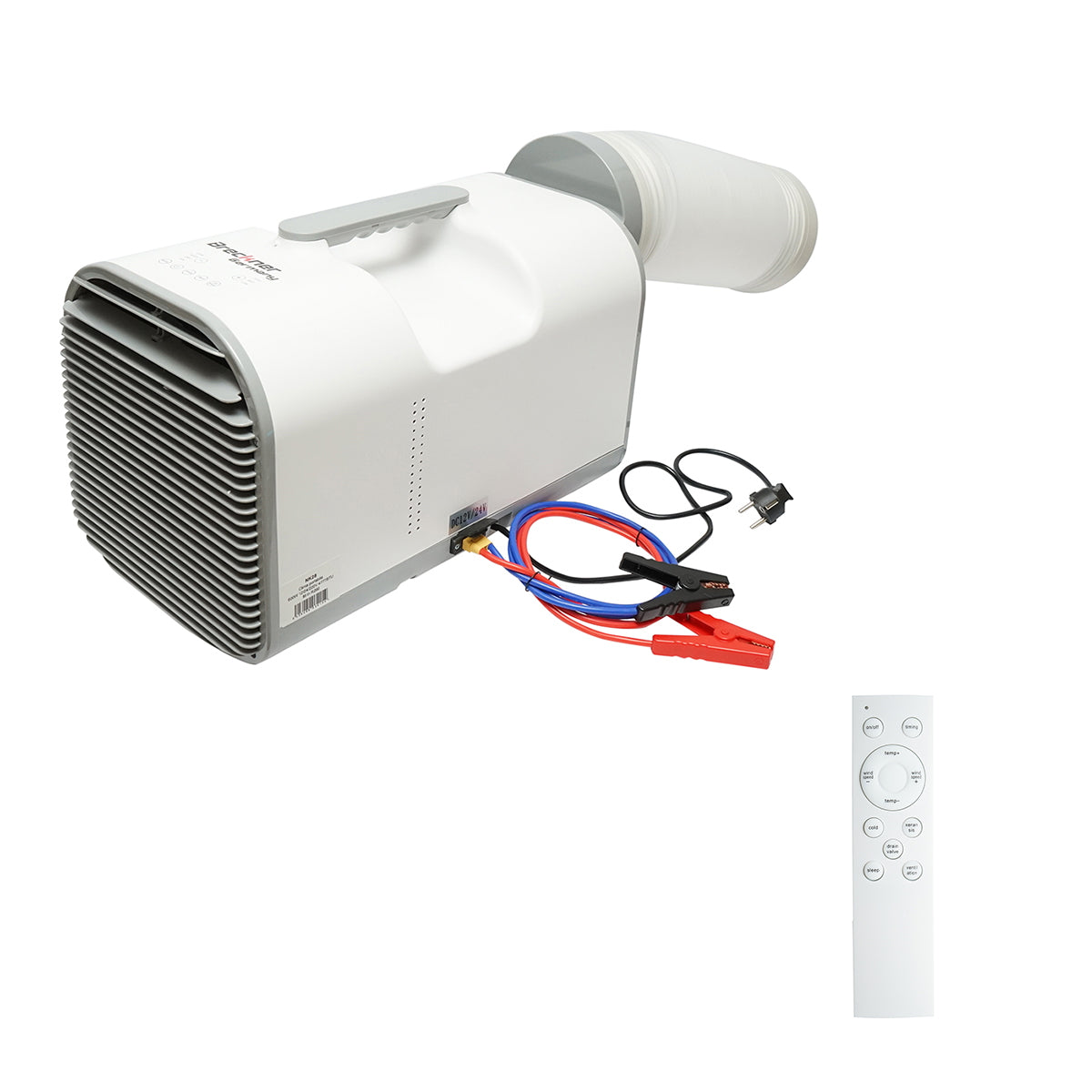 Portable air conditioner 4777 BTU, 600W, 12V-24V-220V with dehumidification function, ventilation, remote control, sleep mode, installation kit included Breckner Germany