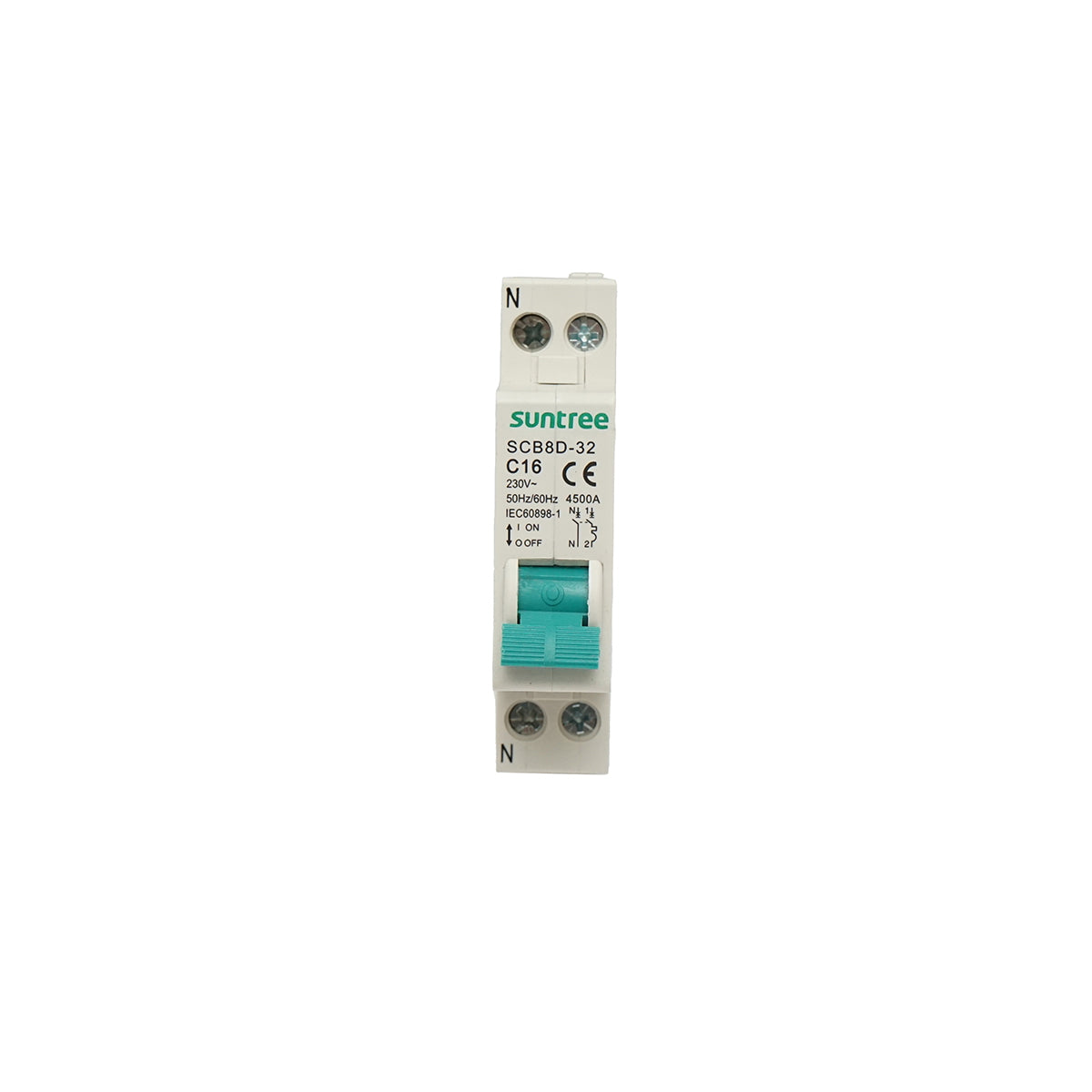 Bipolar automatic circuit breaker 1P+N, 16A, 4.5kA Suntree