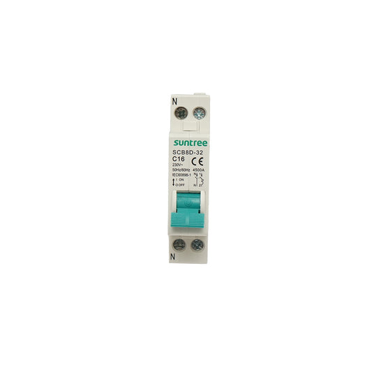 Bipolar automatic circuit breaker 1P+N, 16A, 4.5kA Suntree