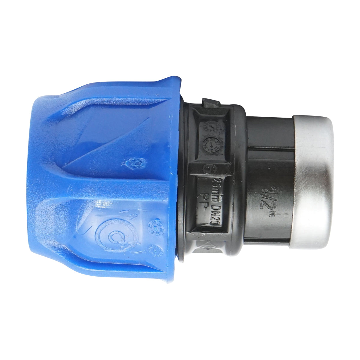 Compression fitting with external thread D25mmx1/2 inch, for irrigation systems