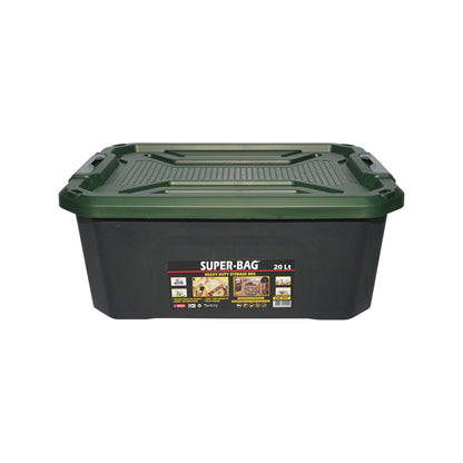 Box, heavy duty storage chest 20L with lid, green 490x380x200mm Breckner Germany