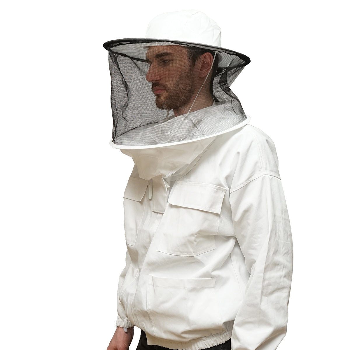 White beekeeping shirt with protective mask size L