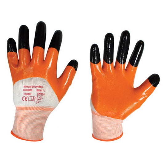 Black-orange rubber work gloves size 10 Breckner Germany