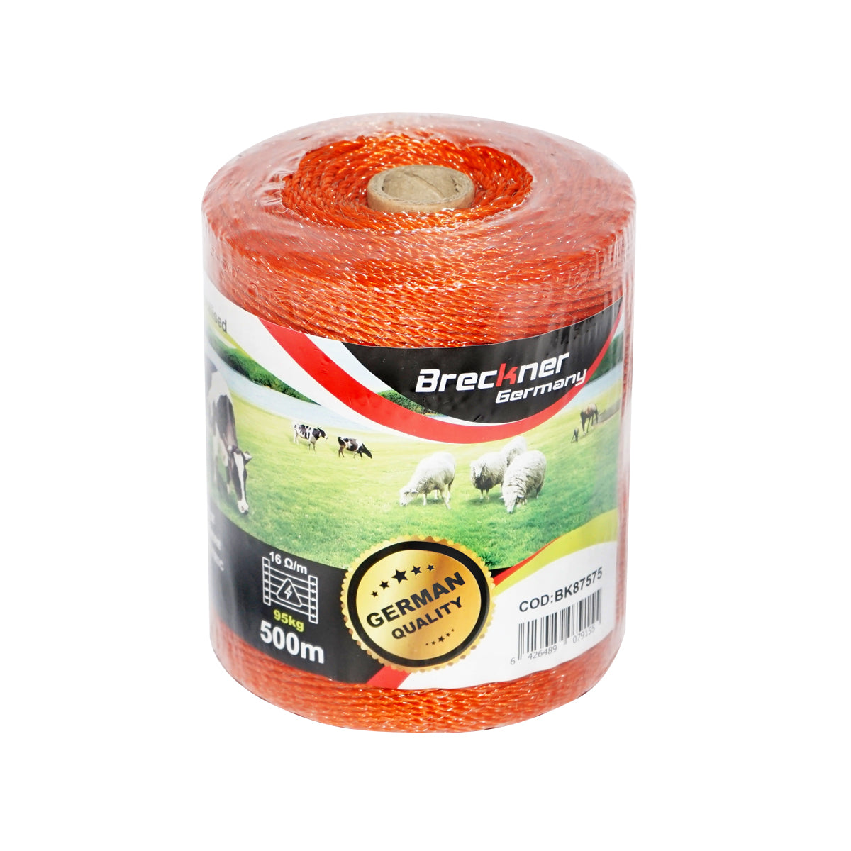 Role of orange wire 2mm with metal insert 3x0.15mm SS, resistance 16 Ohm/m, 500m electric fence Breckner Germany